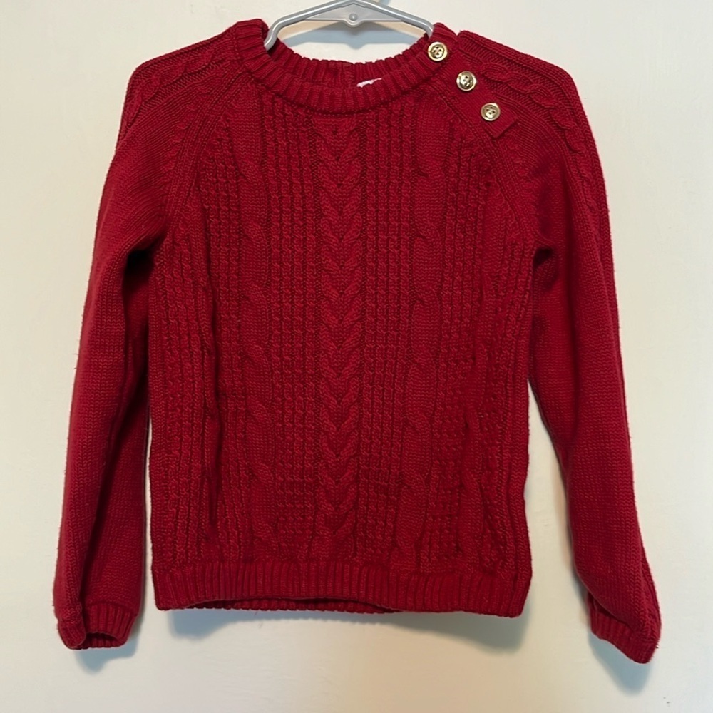 Girls Cable Knit Sweater - Holiday Traditions - Salsa